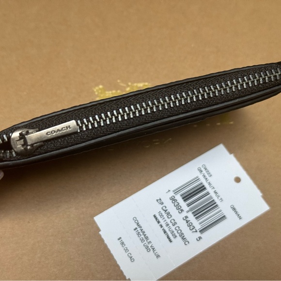 COACH COSMIC ZIP CARD CASE WITH ROBOT PRINT  CW223 walnut multi - Picture 7 of 7